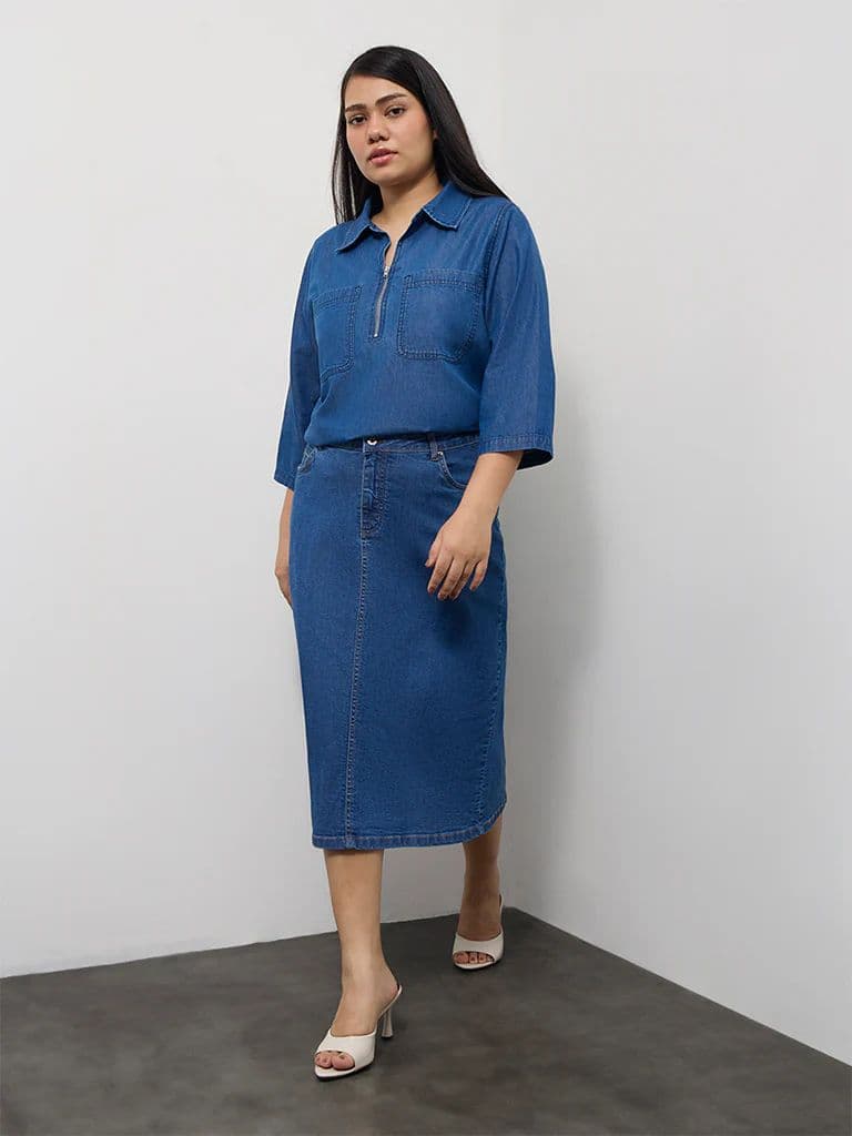 Gia Blue Denim Blouse — photo 2