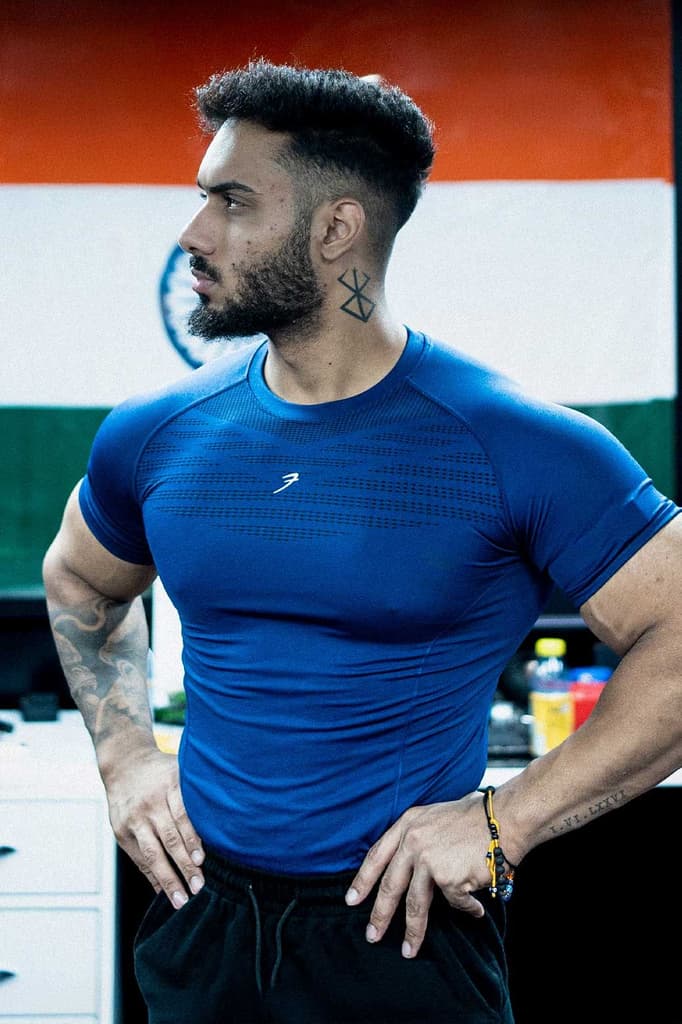 Power Seamless T-shirt Blue/Logo — S