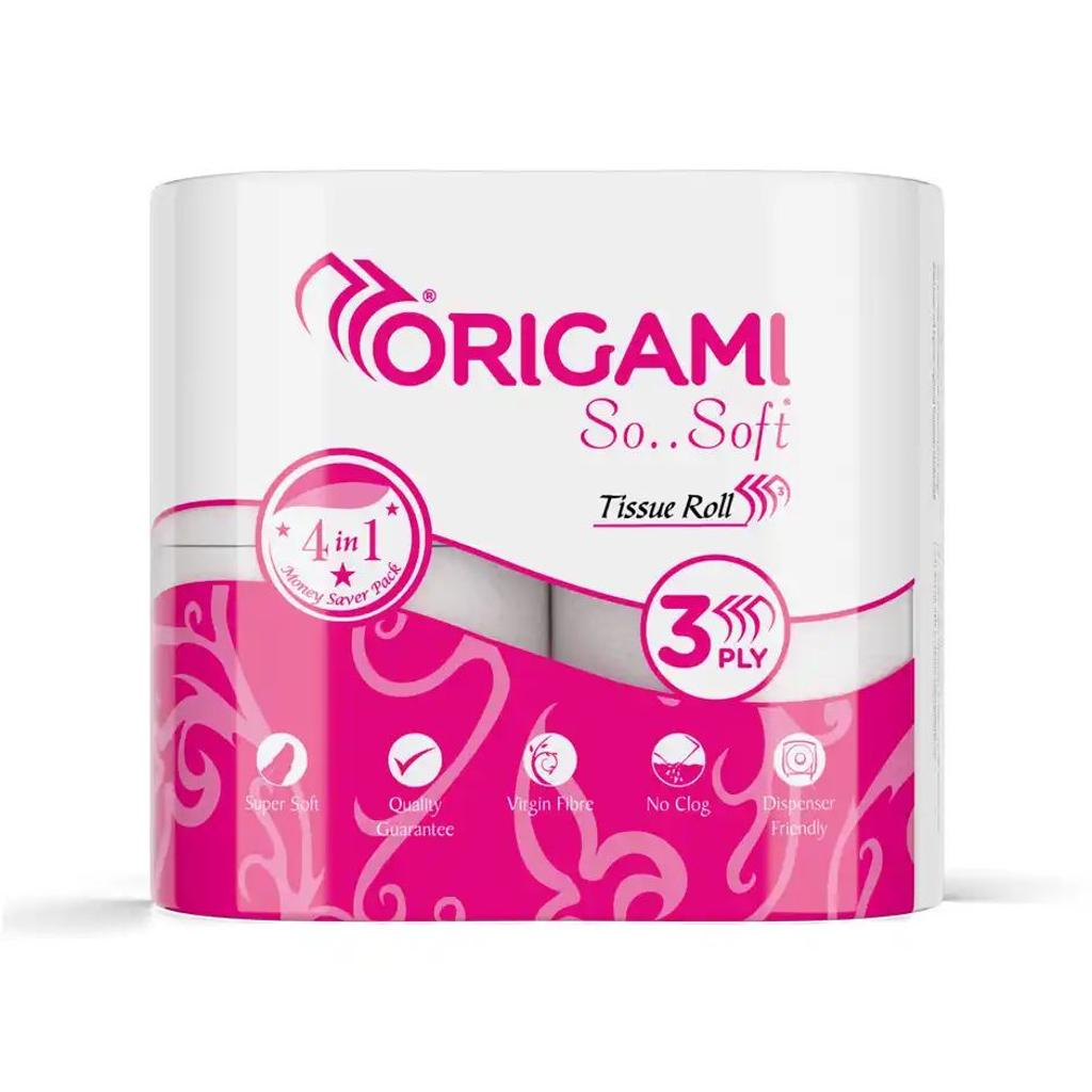 Origami 3Ply Soft 4 in 1 Toilet Tissue Roll | 340 Pulls Each