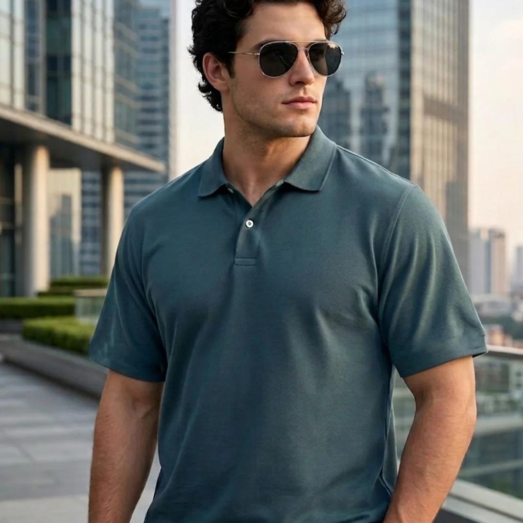 Plus Men's Dark Grey Solid Regular Fit Half Sleeve Cotton Polo T-Shirt