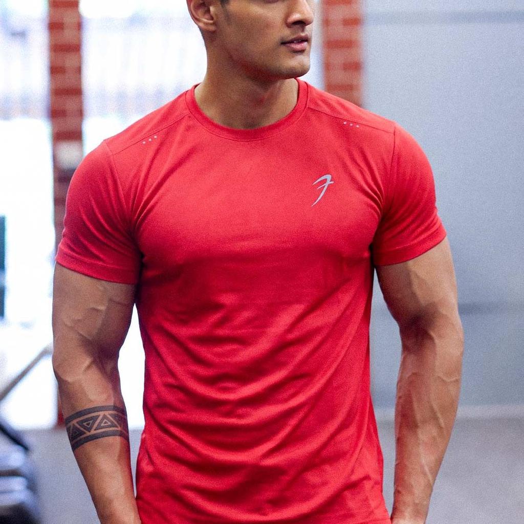 Laser Cut Running T-shirt Red
