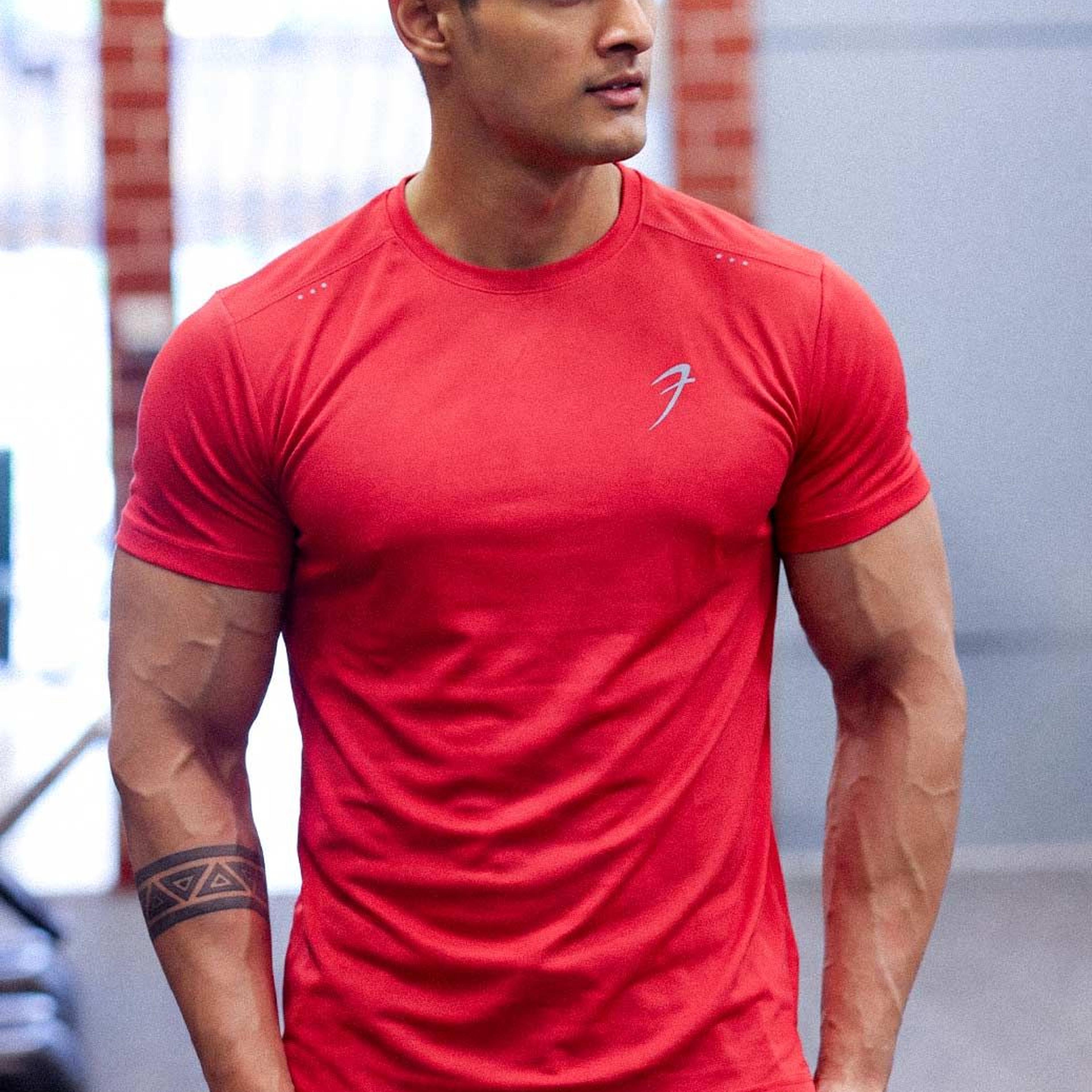 Laser Cut Running T-shirt Red