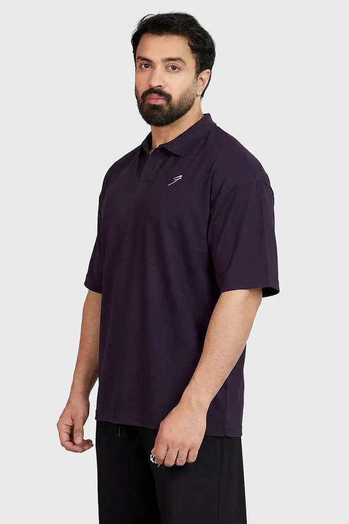 Noir Oversized Polo T-shirt Plum — photo 4