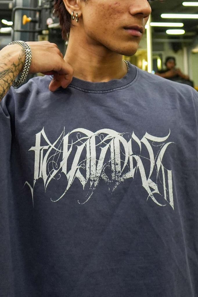 Skull Washed Oversized T-shirt Navy — photo 3