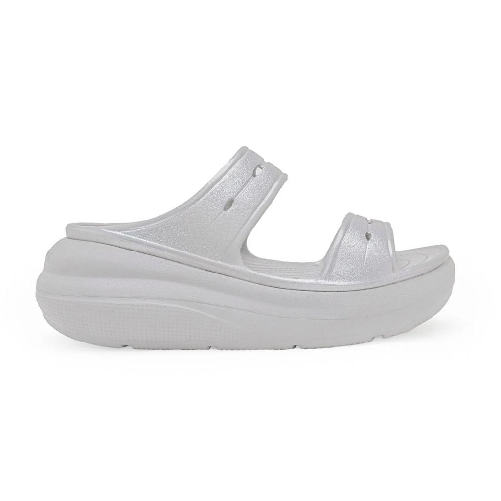 Womens Sliders in Metallic Ice Grey | Casual Pool Sliders — photo 2