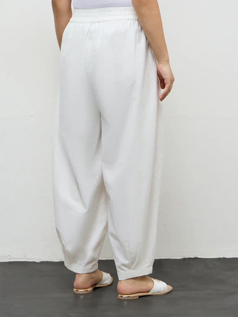 Diza Off-White Solid Cotton Pants — photo 4