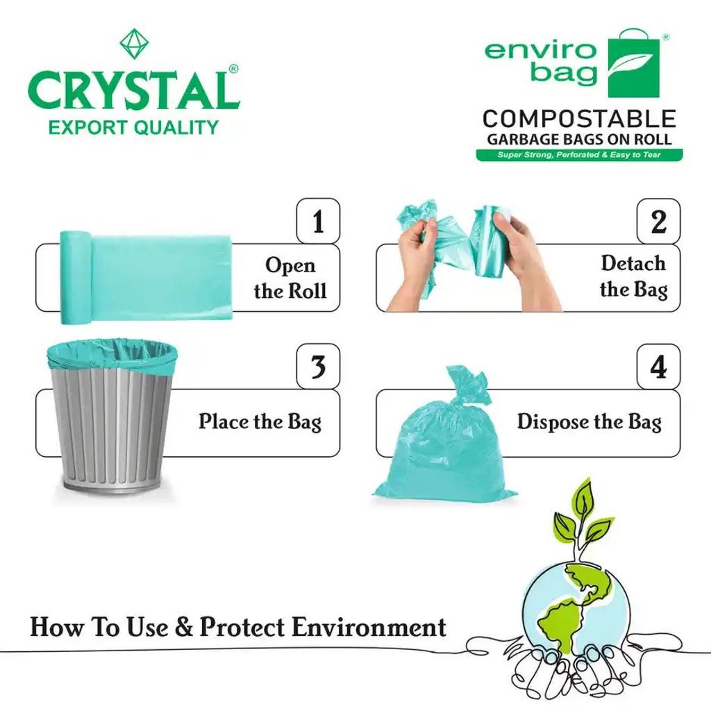 Crystal Large Garbage Bag 24x32 Compostable, Green Colour