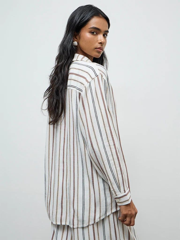 LOV Off-White Striped Shirt — photo 4