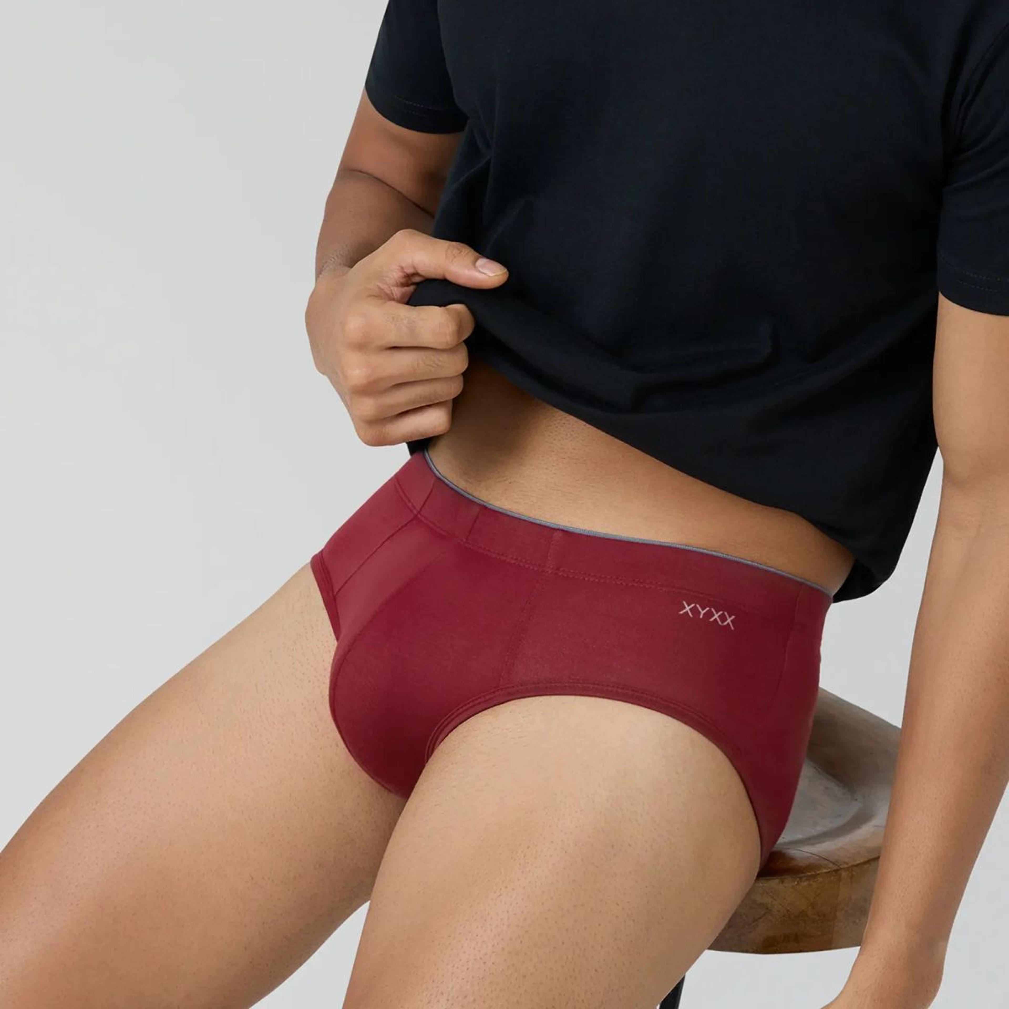 Super Combed Cotton-Modal Briefs - Bold Burgundy