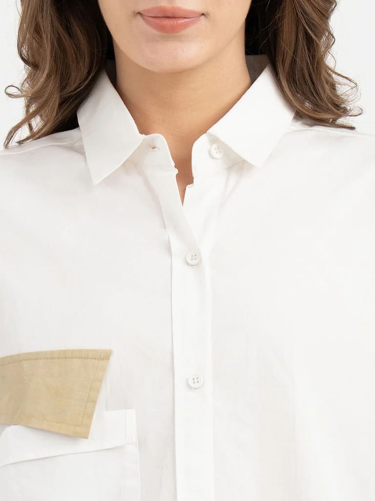Shirts for Women in White | Applique Full Sleeve Shirt — photo 4