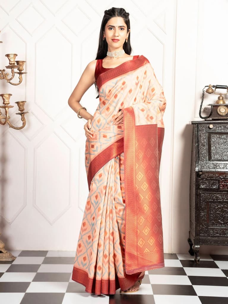 Mimosa Women's Woven Design Pochampally Style Art Silk Saree With Blouse Piece : SA00001953PCFREE — photo 2