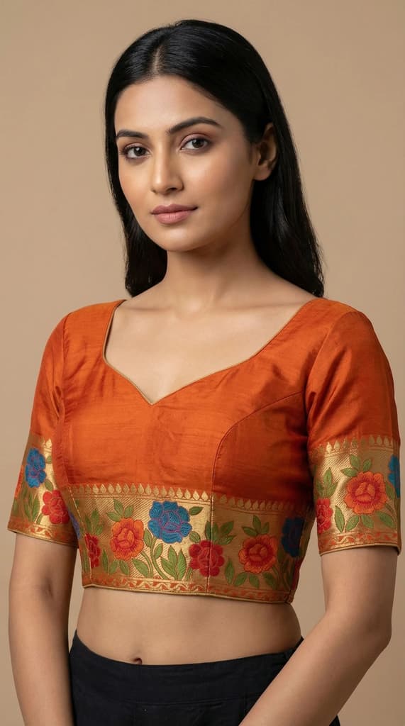 MIMOSA Women's Woven Design Paithani Style Raw Silk Saree with Blouse Piece - Mustard ( SA00003129MSFREE ) — photo 5