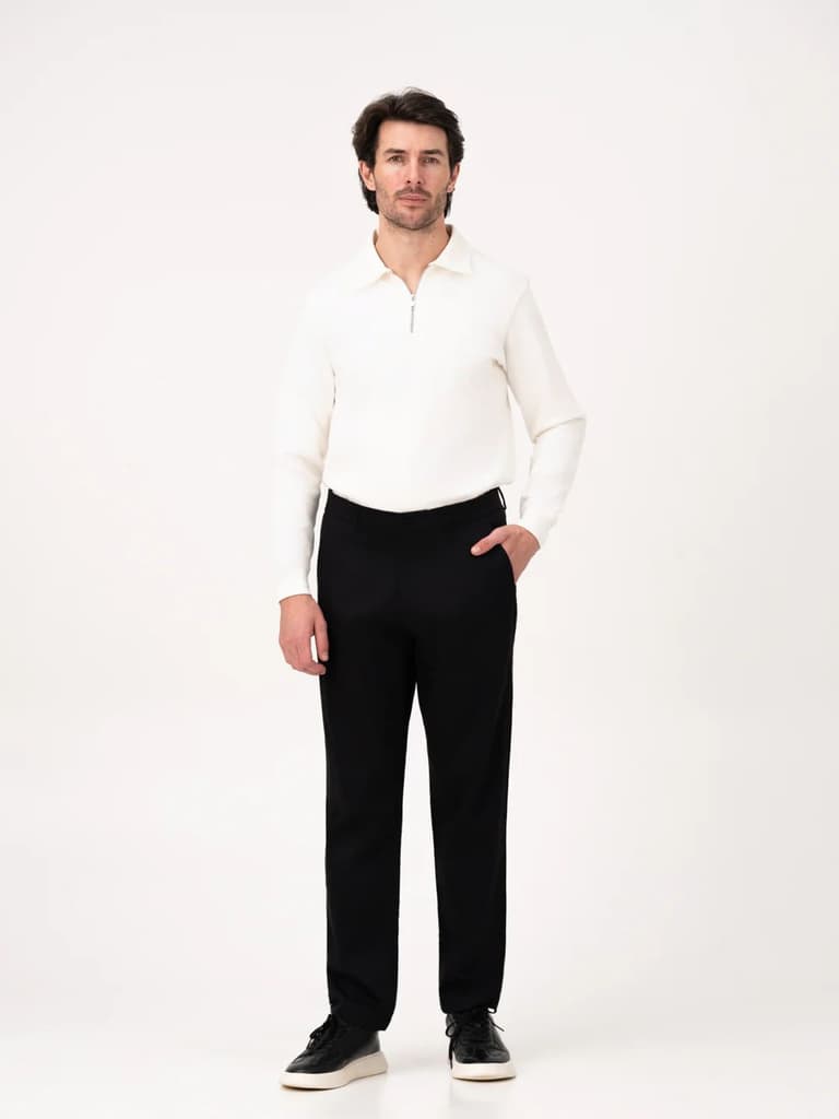 Noctara Black Relaxed Fit Stretch Chinos for Men — photo 9