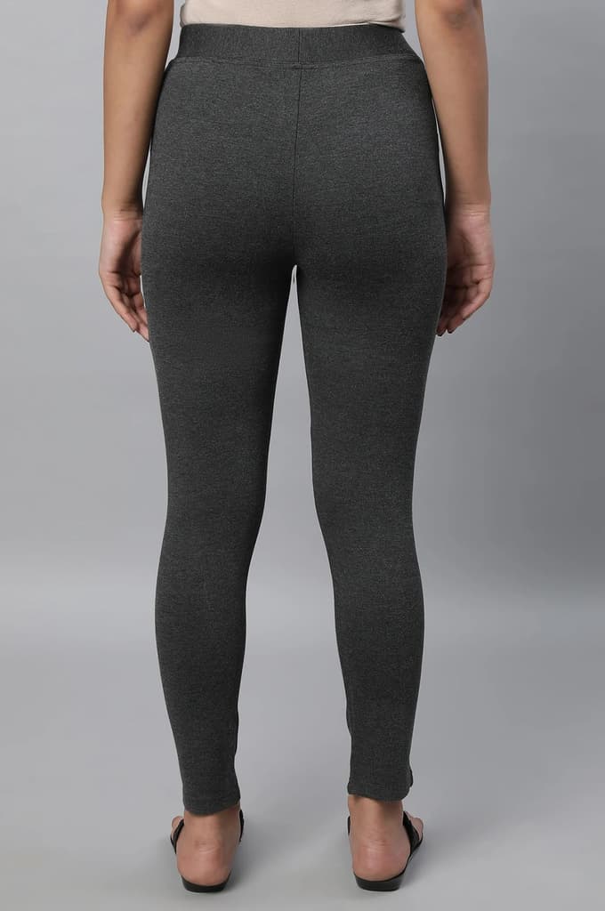 Grey Solid Skinny Fit Tights With Elasticated Waistband — photo 2