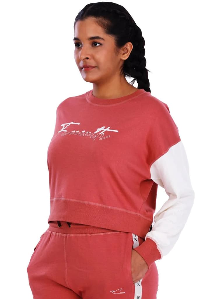 Brick Red Printed Crop Sweatshirt — photo 4