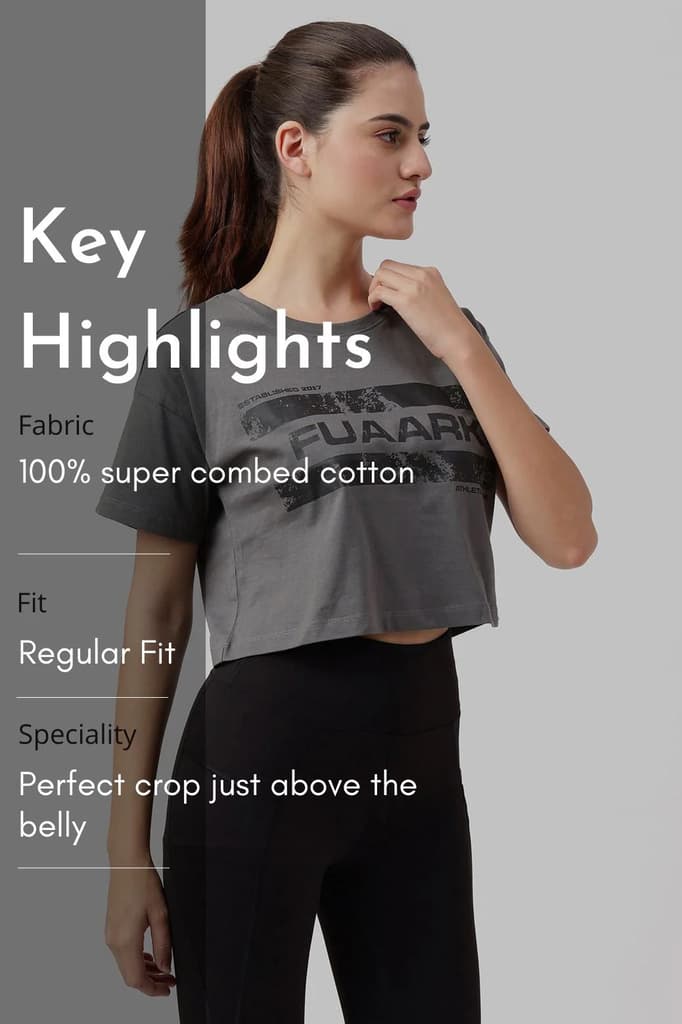Brisk Fuaark Cotton Crop Top Grey — photo 7