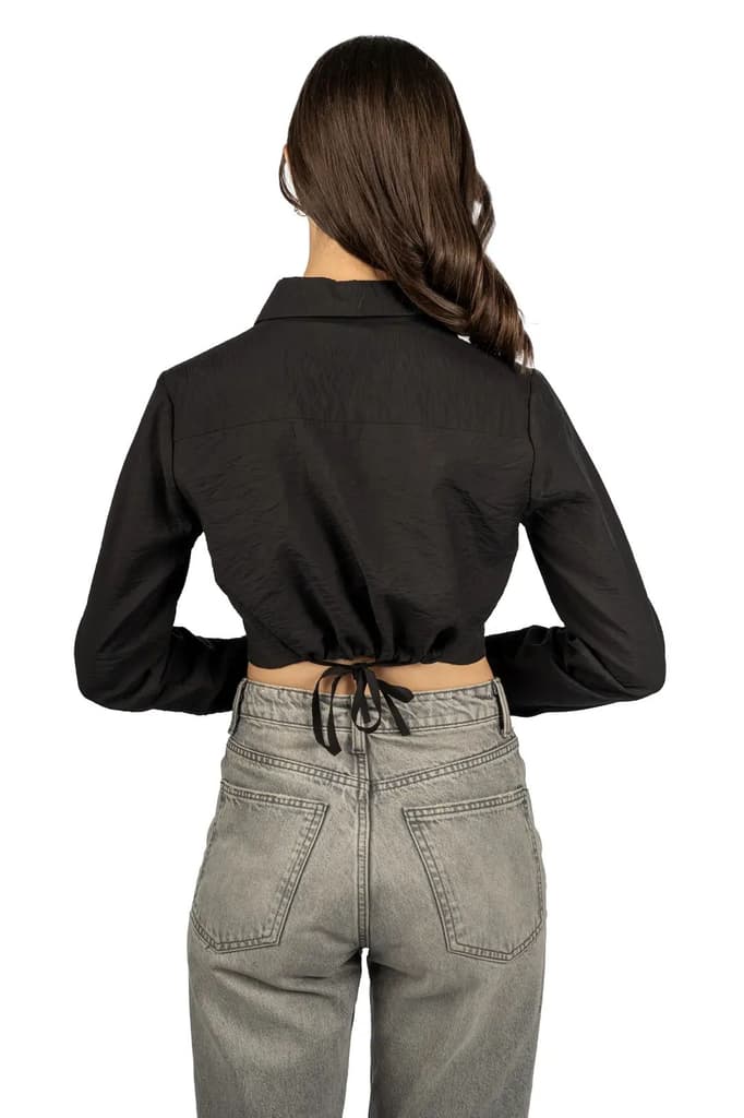 Black Boxy Viscose-Nylon Hammer Shirt — photo 6