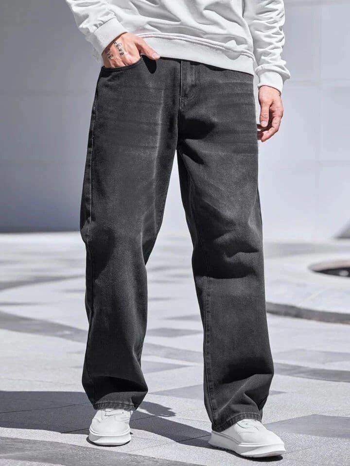 Charcoal Raw Wash Baggy Fit Jeans — photo 4