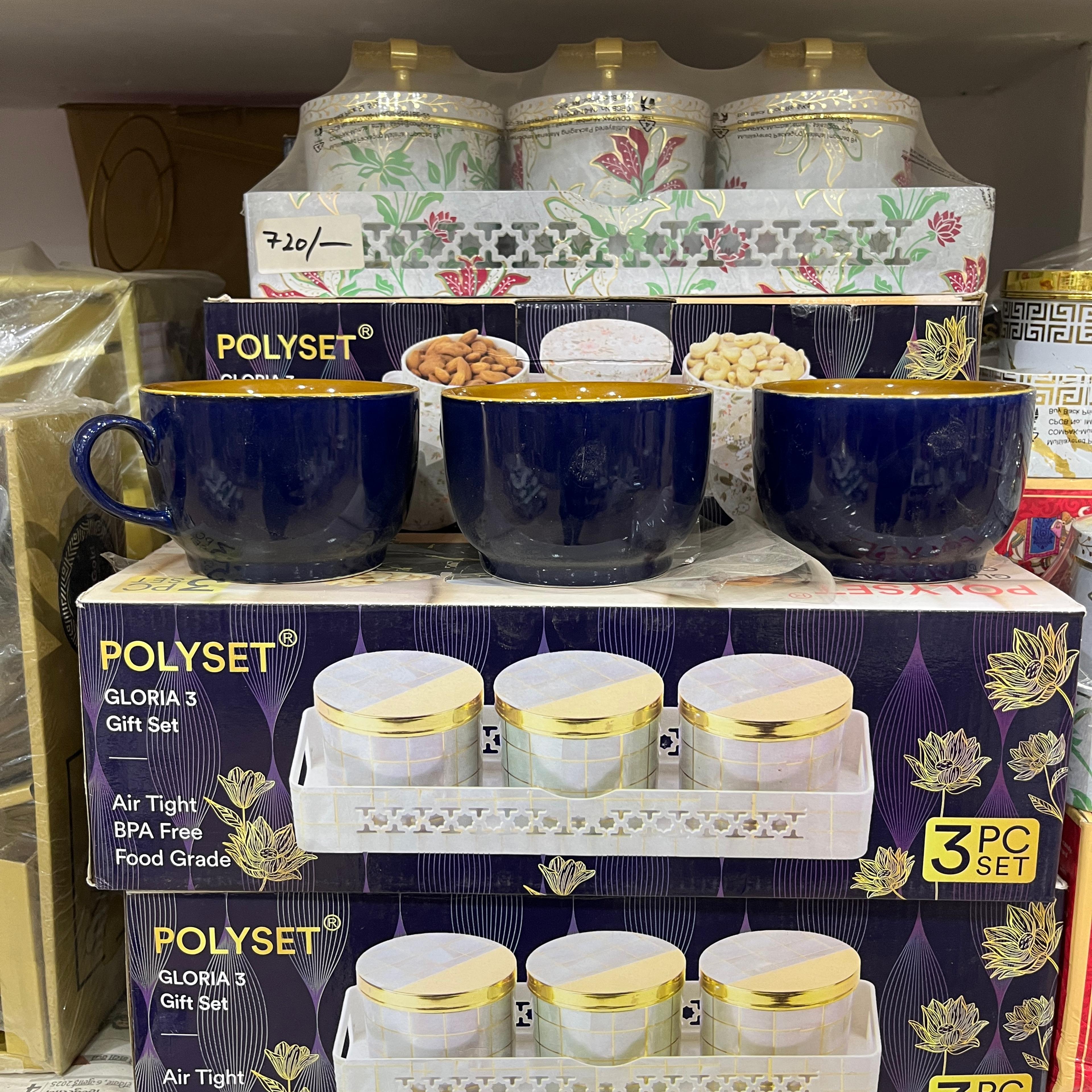 Polset 3-Pack Glass Coffee Mugs | Mug | Glass | Blue | White