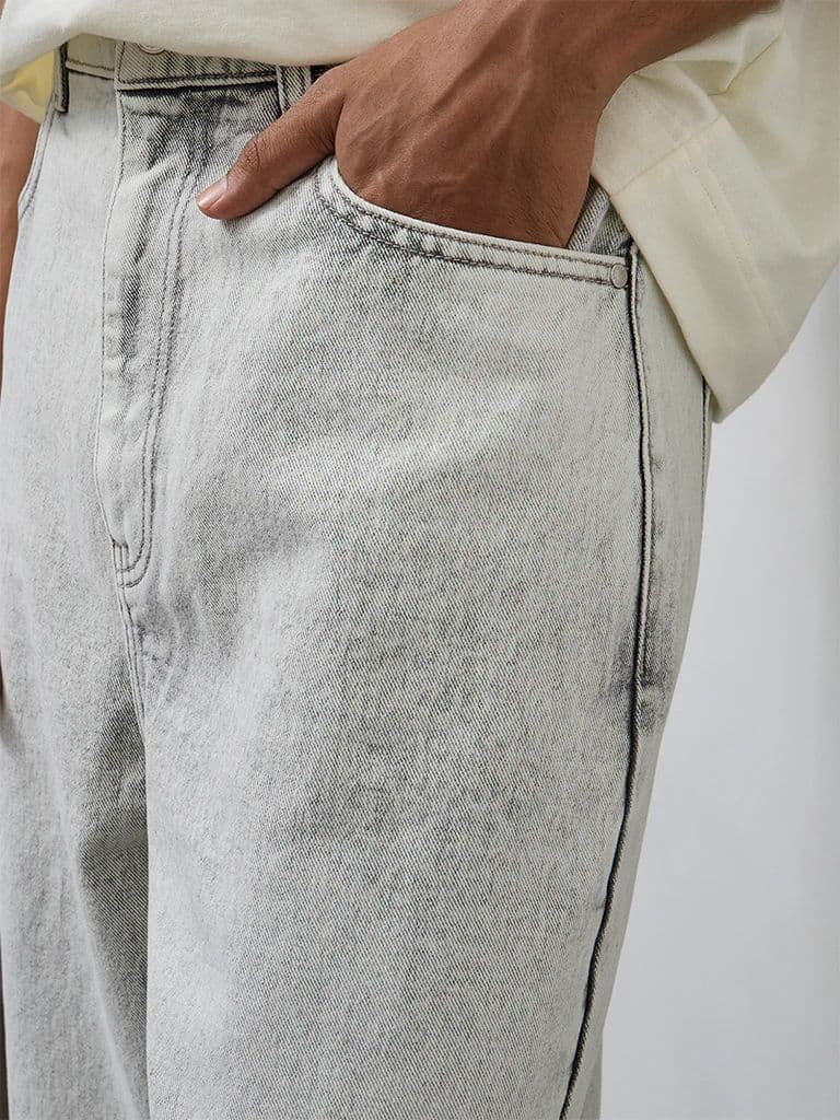 Nuon Grey Faded Mid-Rise Skater-Fit Jeans — photo 3