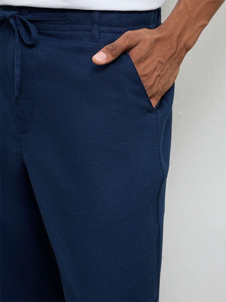 ETA Dark Blue Relaxed-Fit Mid-Rise Cotton-Blend Chinos — photo 4