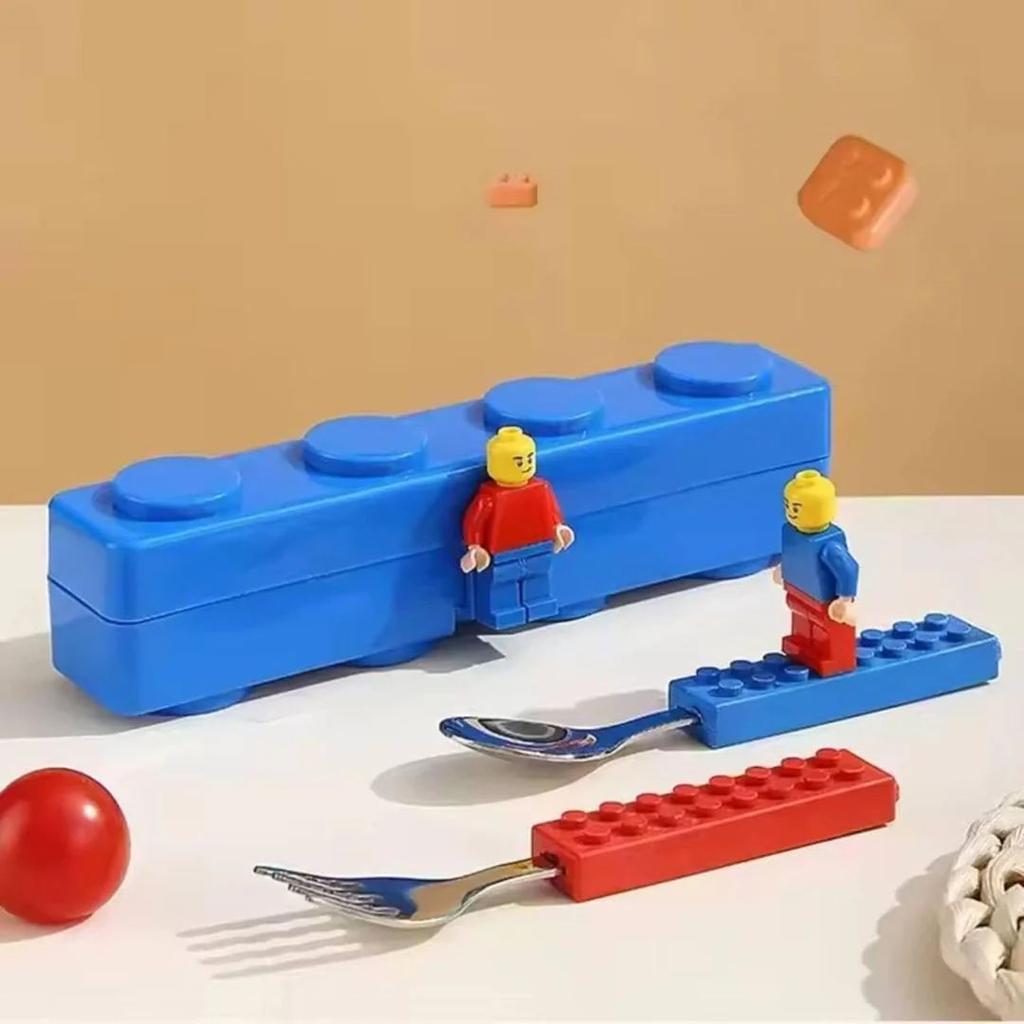Building Block Kids Cutlery Set | Fun Block Handles + Travel Case — photo 3