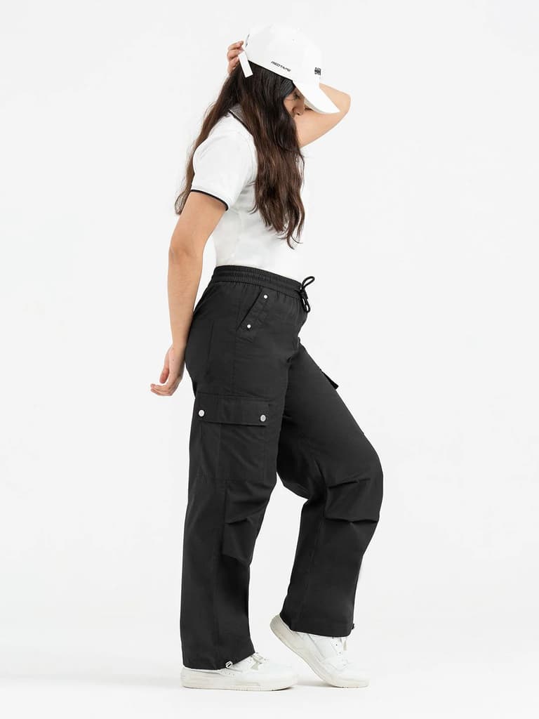 Cargo Pants for Women in Black | Parachute Full Length Pants — photo 5