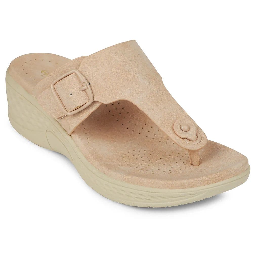 Healers Beige Wedge Heel Sandal For Women ZQ-FD-51 By Liberty — 3/36 / Beige