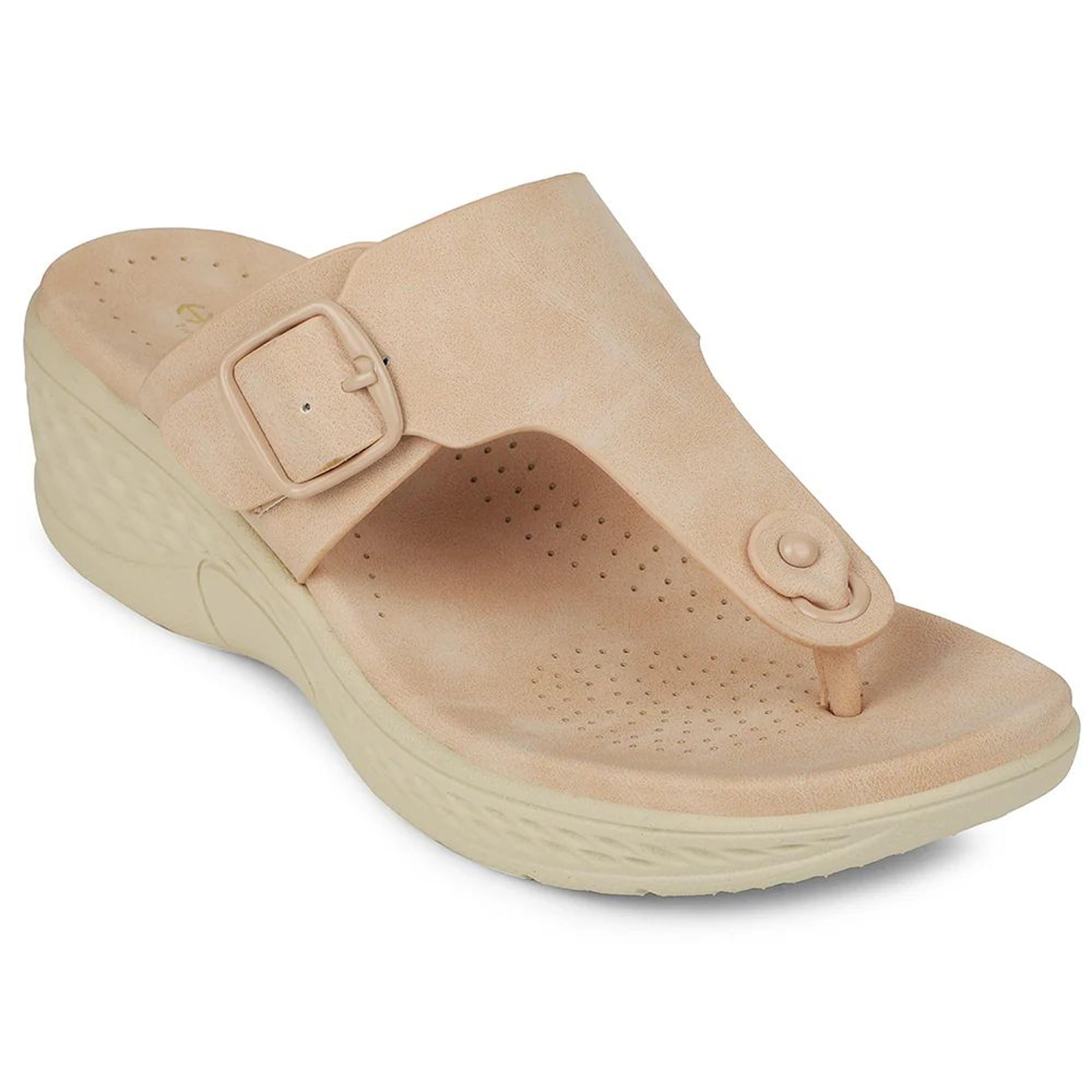 Healers Beige Wedge Heel Sandal For Women ZQ-FD-51 By Liberty