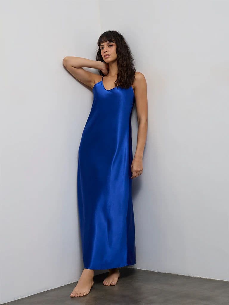 Wunderlove Blue Solid Slip Dress — photo 2