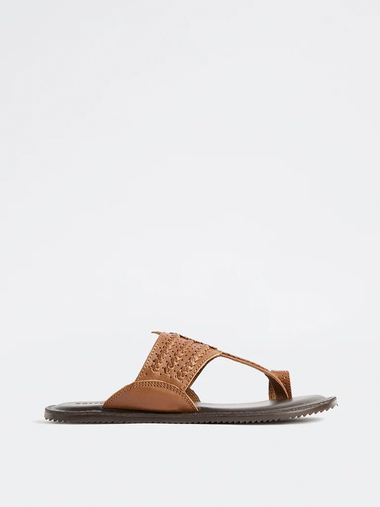 SOLEPLAY Tan Braided Kolhapuri Sandals — photo 2