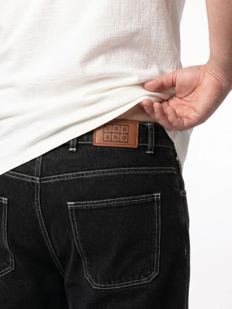 Plus Men's Black Loose Baggy Fit Washed Denim Jeans Non-Stretchable — photo 6