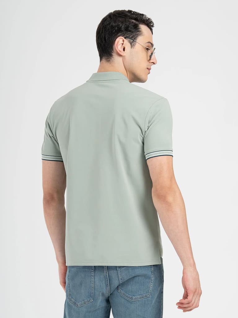 Menâ€™s Light Green Jacquard Polo T-Shirt — photo 3