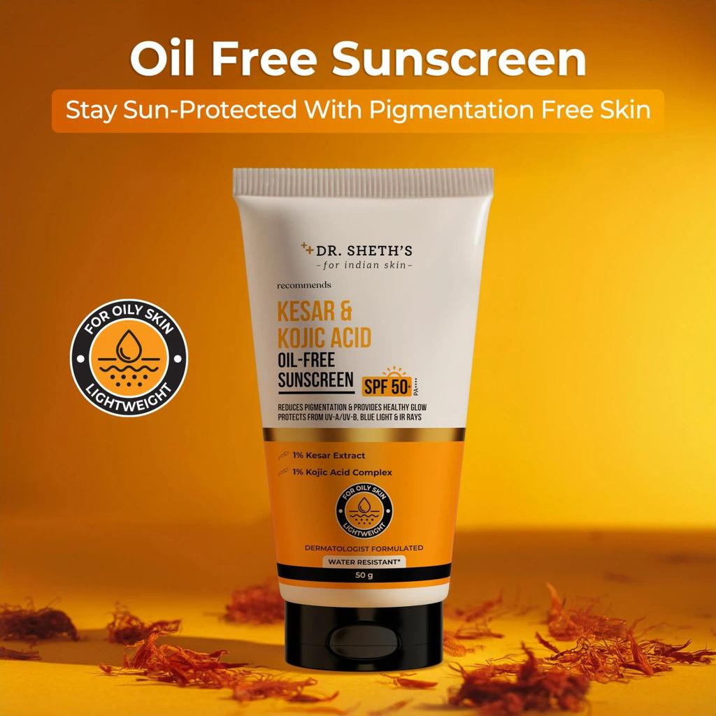 Kesar & Kojic Acid Oil Free Sunscreen - 50g In-Vivo Tested SPF 50+ PA ++++
