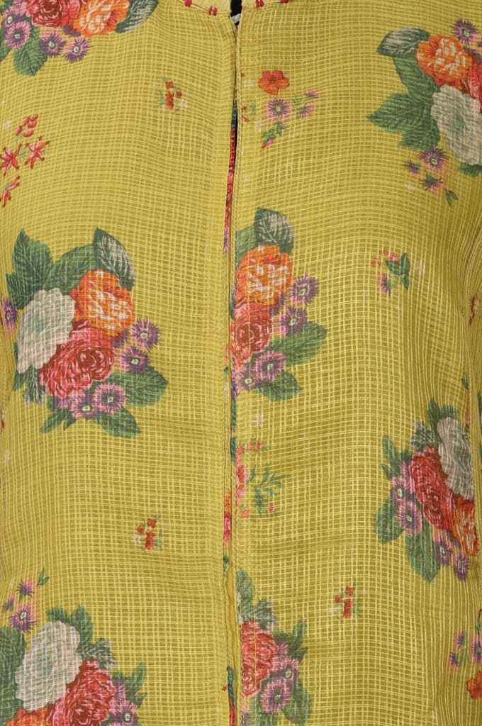 Yellow Floral Printed Kota Straight Kurta — photo 2