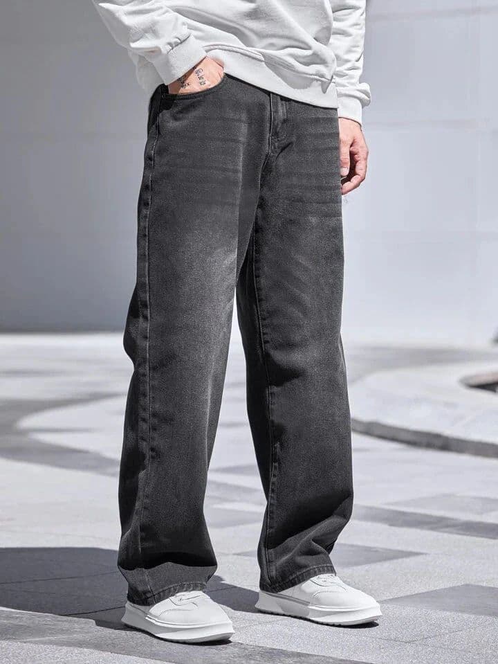 Charcoal Raw Wash Baggy Fit Jeans — photo 8