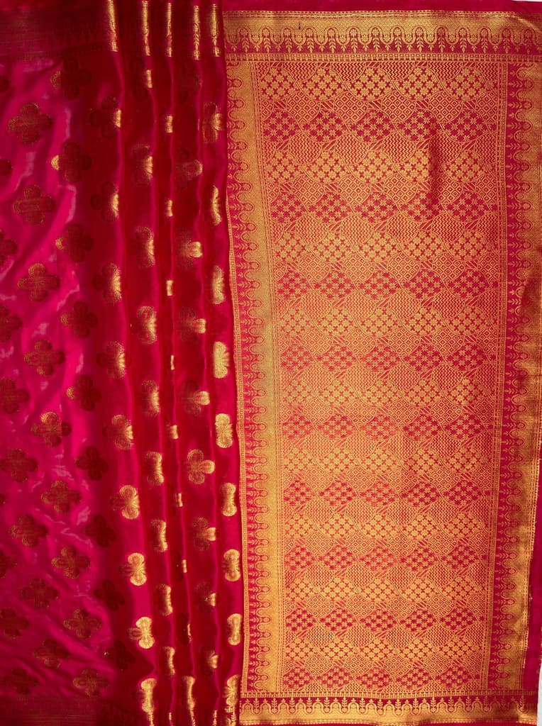 MIMOSA Women's Woven Design Mysore Silk Style Crepe Saree with Blouse Piece - Rani ( SA00003122RNFREE ) — photo 7