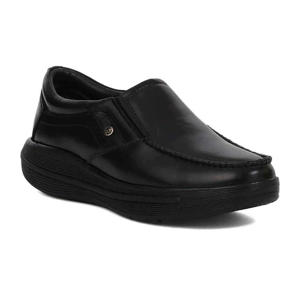 Healers LER-2 Men's Black Leather Formal Shoes with GEL INSOLE & Elastic Comfort — 6/40 / Black
