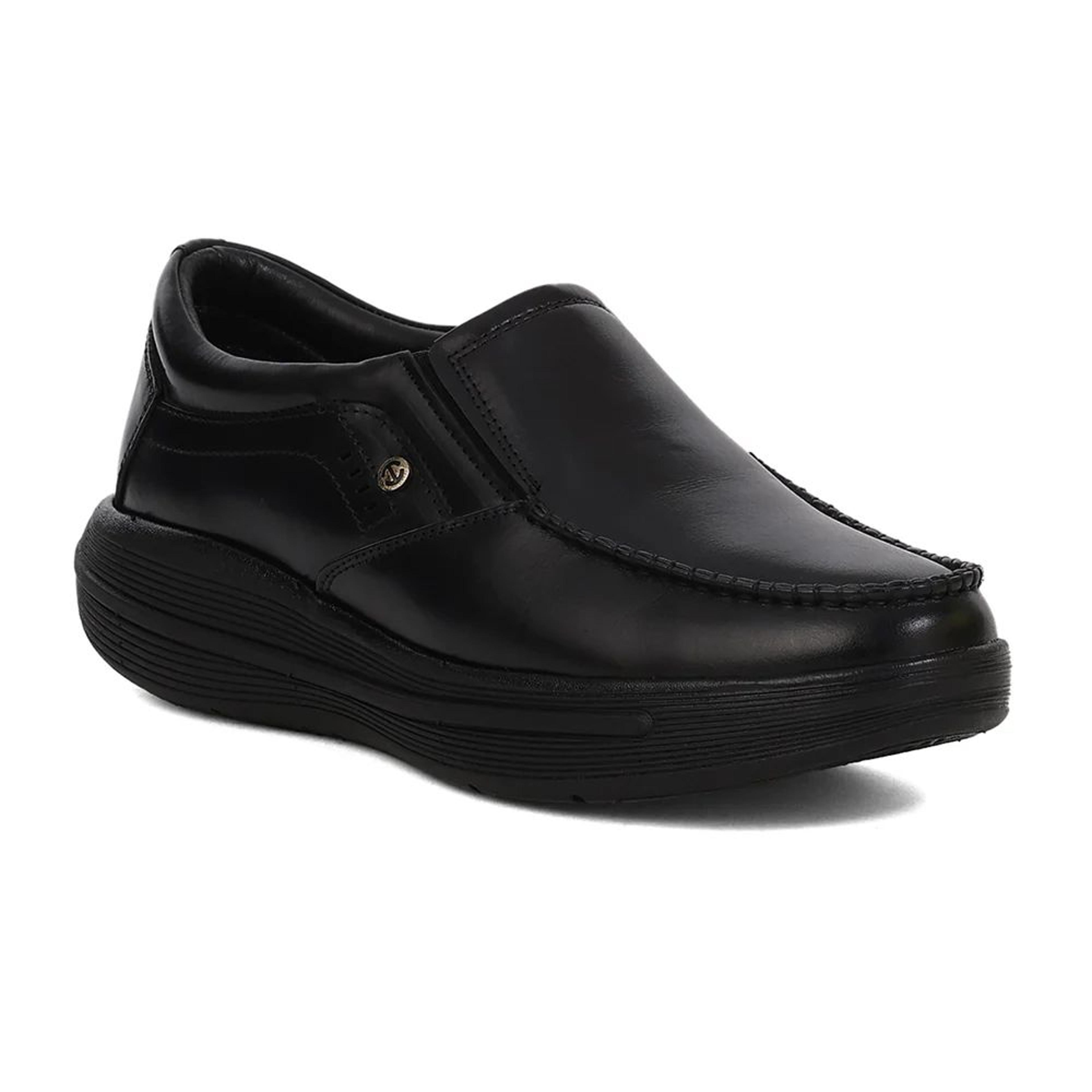 Healers LER-2 Men's Black Leather Formal Shoes with GEL INSOLE & Elastic Comfort