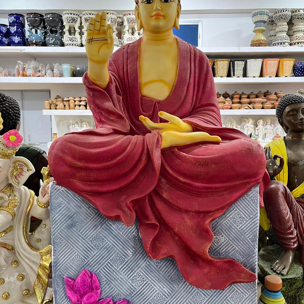 Buddha Statue | Sculpture | Marble | Red
