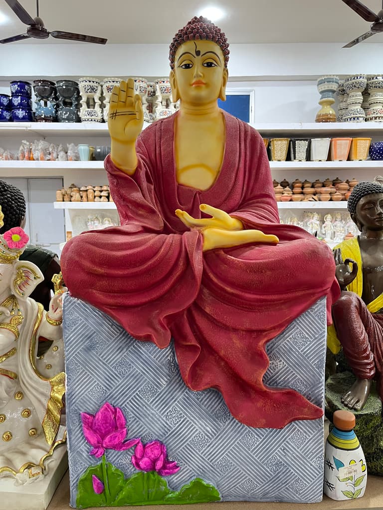 Buddha Statue | Sculpture | Marble | Red