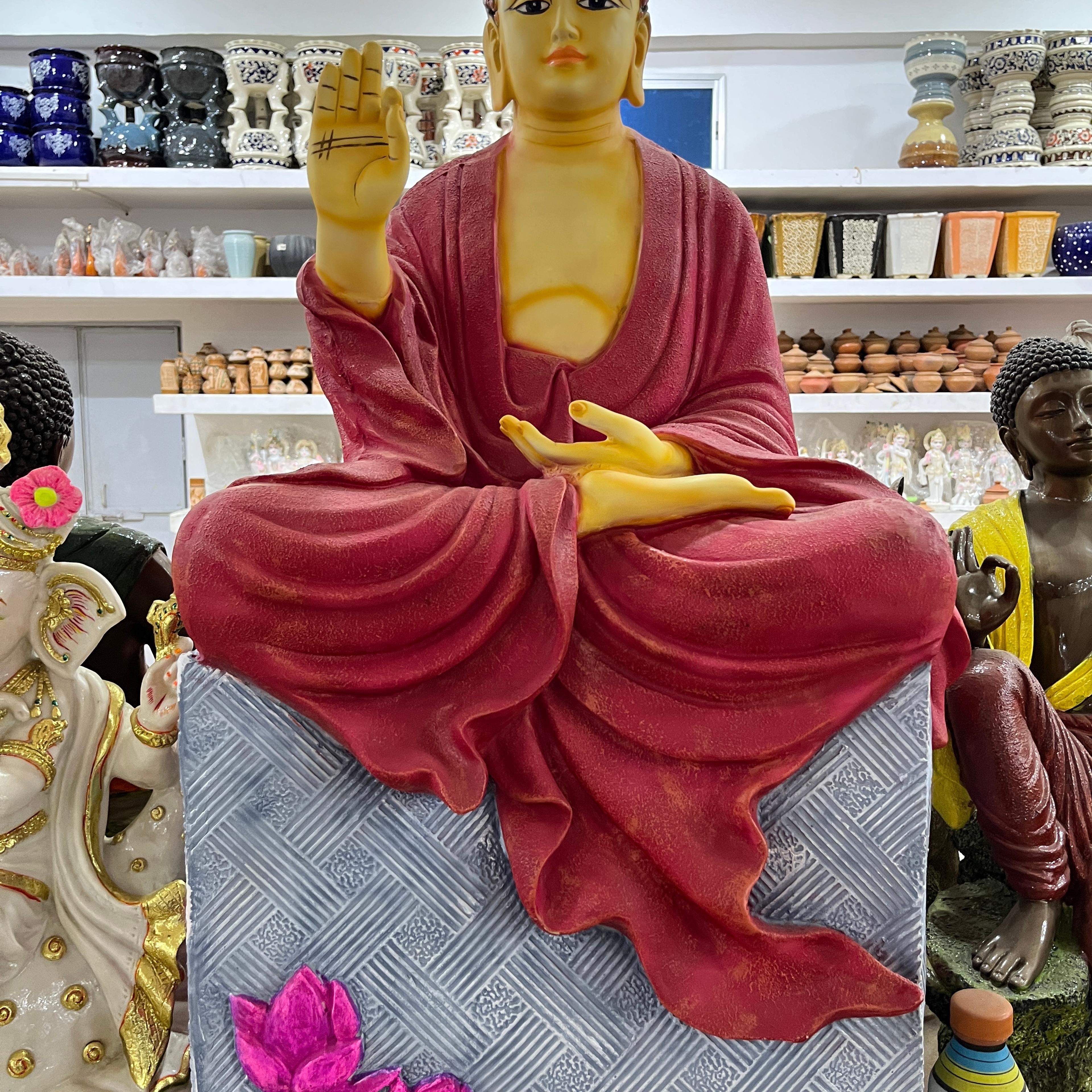Buddha Statue | Sculpture | Marble | Red