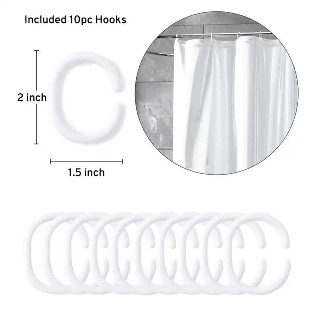 Encasa Xo Polyester Shower Curtain Zz White 183X213 Cm, Pack Of 1