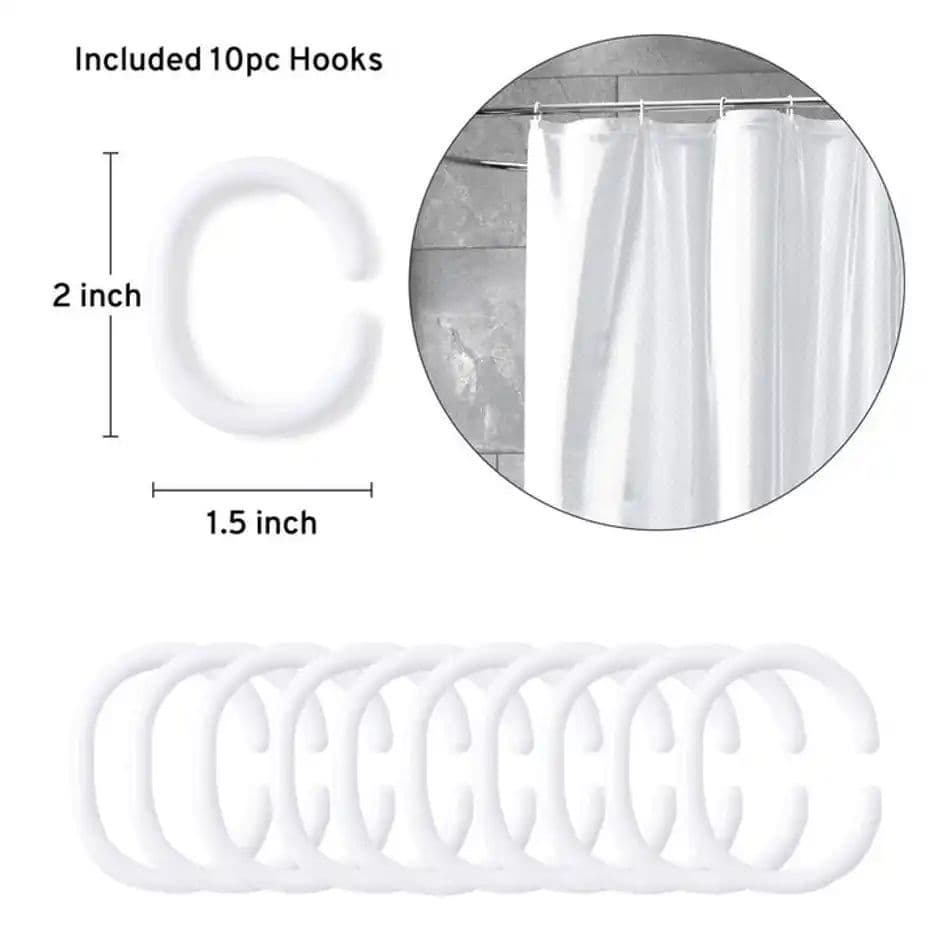 Encasa Xo Polyester Shower Curtain Zz White 183X213 Cm, Pack Of 1