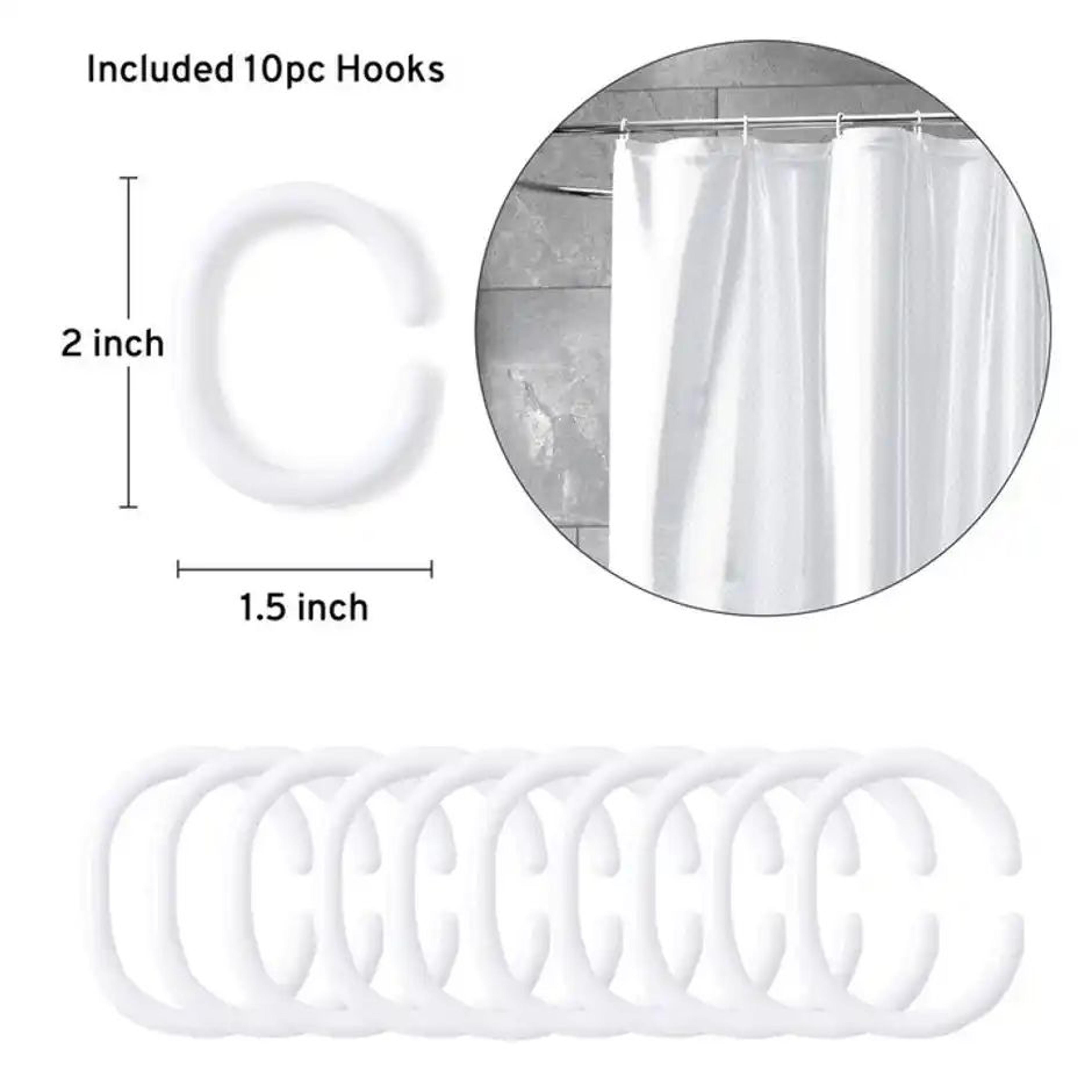 Encasa Xo Polyester Shower Curtain Zz White 183X213 Cm, Pack Of 1