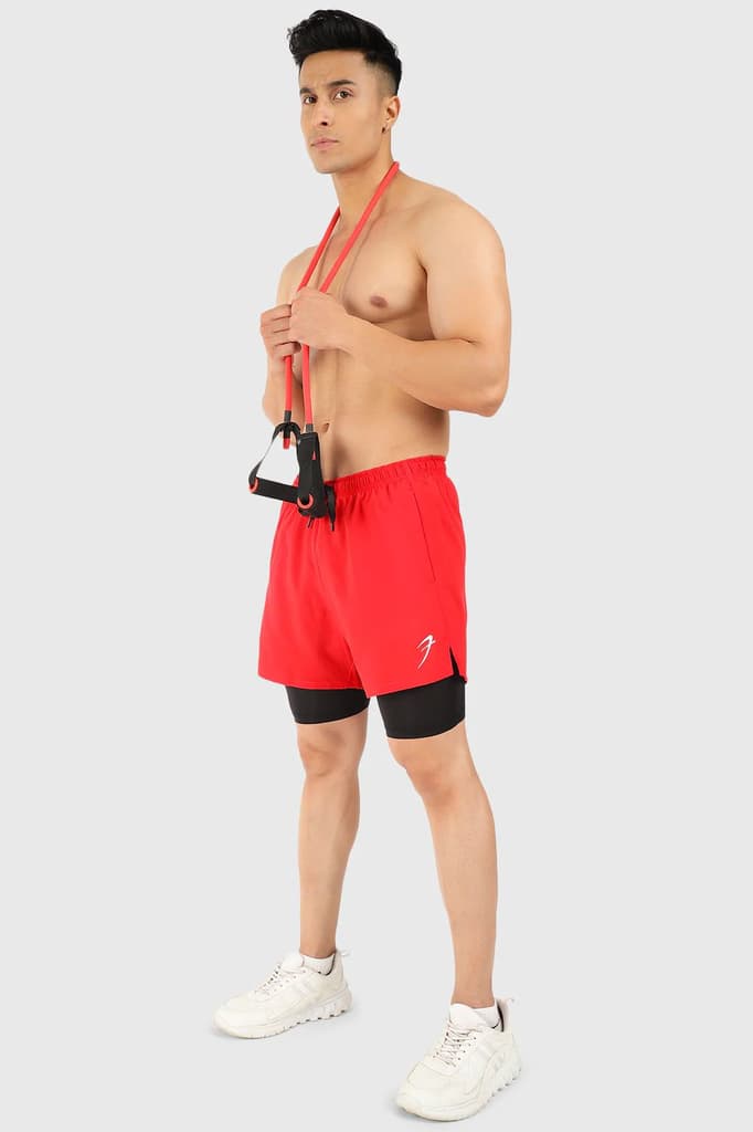 2 in 1 5" Compression Shorts Red — photo 5