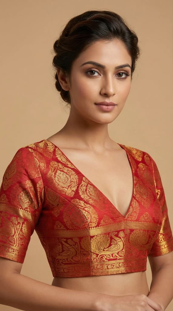 MIMOSA Women's Woven Design Kanjivaram Style Art Silk Saree with Blouse Piece - Strawberry ( SA00003142STFREE ) — photo 5