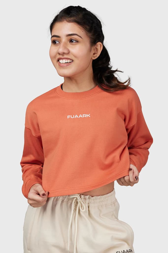 Signature Oversized Cropped Sweatshirt Orange — XS