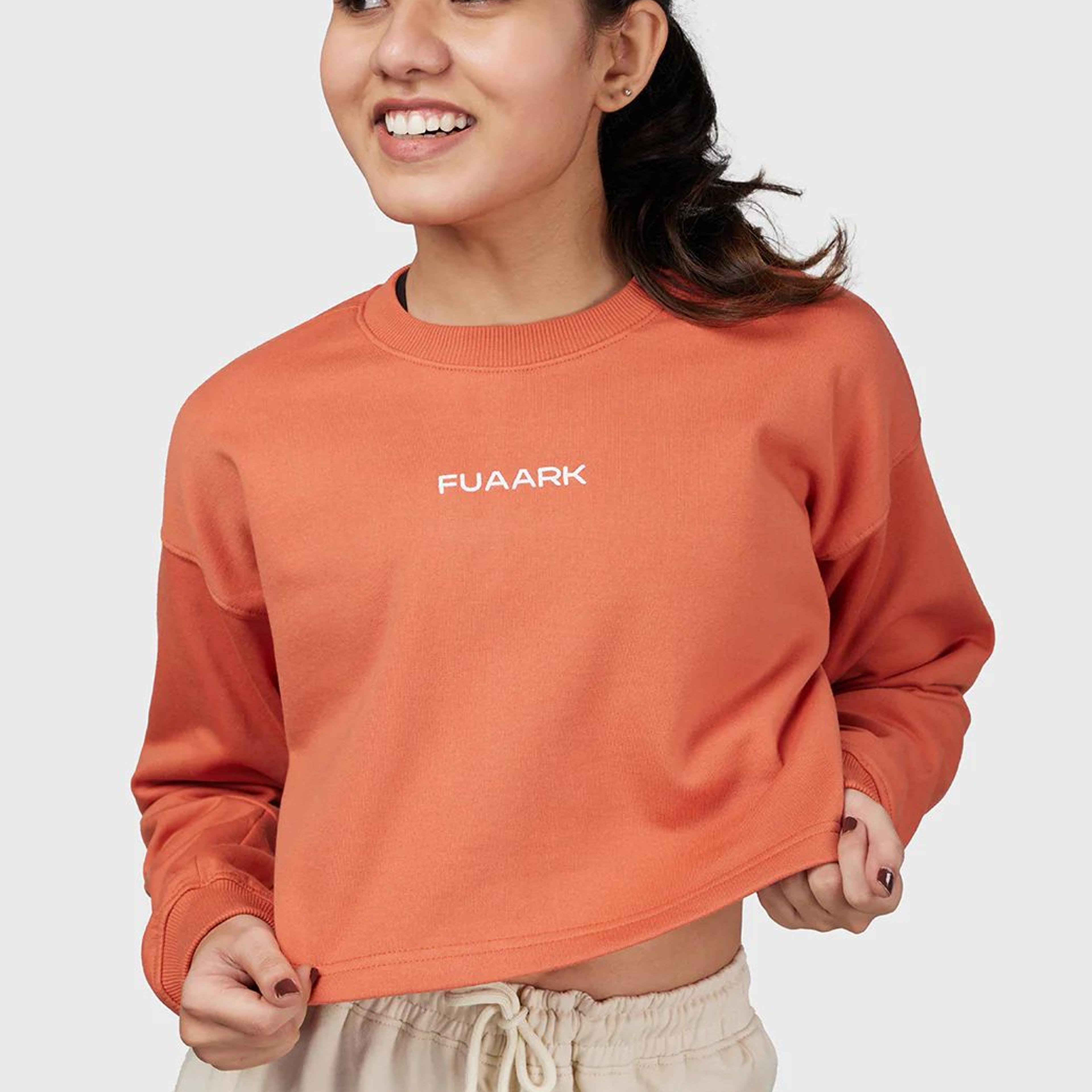 Signature Oversized Cropped Sweatshirt Orange