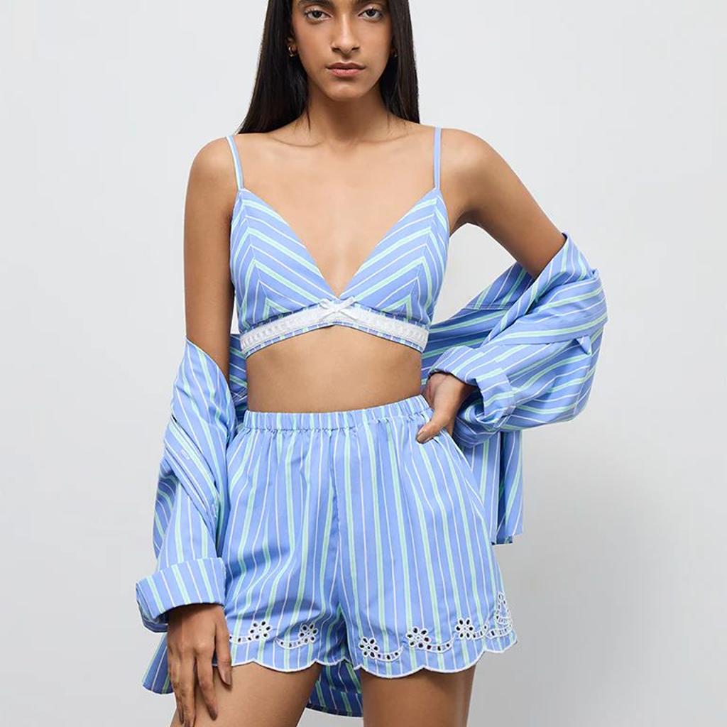 Nuon Blue Chevron Printed Bralette Top